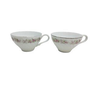 vintage pair porcelain dansico japan teahouse rose floral tea cups
